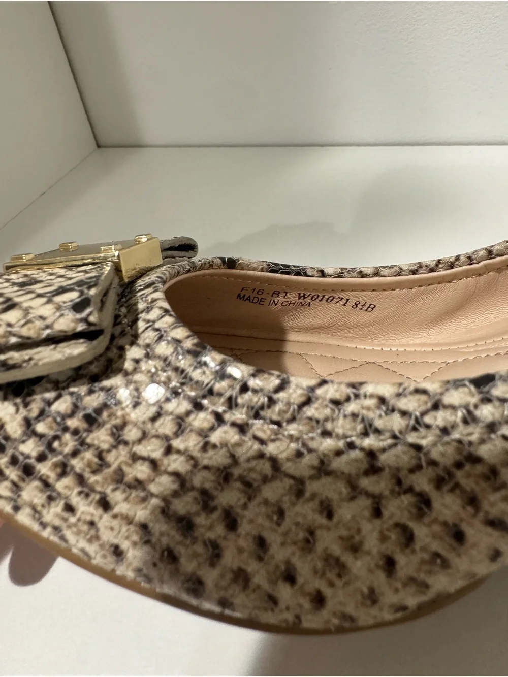 Cole Haan Snake-Print Bow Wedge Pumps - Beige/Tan